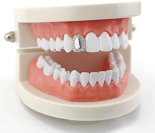 Psivika 2PC Gold Plated With Diamond Round Single Grillz Cap For Your Teeth Grillz Men Women Hip Hop Jewelry Gift