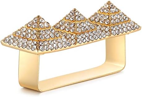 Punk Alloy Pyramid Ring Rhinestone Hip Hop Rapper Red Lip Kiss Ring Costume Jewelry 2 Finger Size