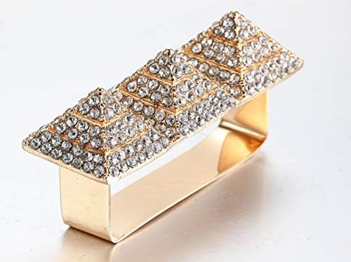 Punk Alloy Pyramid Ring Rhinestone Hip Hop Rapper Red Lip Kiss Ring Costume Jewelry 2 Finger Size