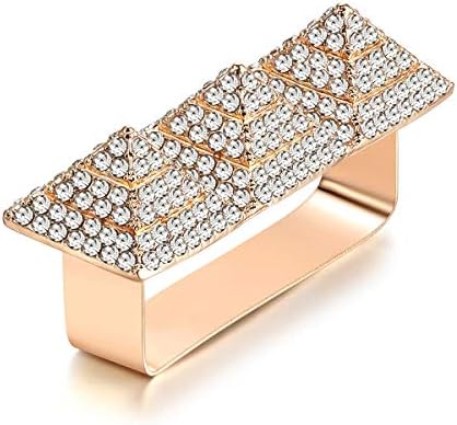 Punk Alloy Pyramid Ring Rhinestone Hip Hop Rapper Red Lip Kiss Ring Costume Jewelry 2 Finger Size