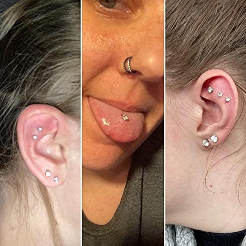 PunkTracker 16g/18g/20g Threadless Lip Rings Tragus Earrings Surgical Steel Helix Conch Cartilage Earrings Monroe Piercing Jewelry For Women Men Labret Studs