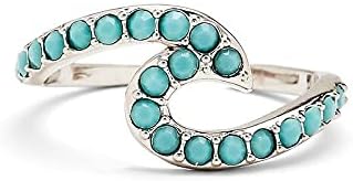 Pura Vida Rose Gold or Silver-Plated Stone Wave Toe Ring w/Opal or Turquoise - Adjustable Ends Brass Base - One Size