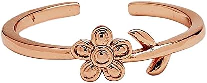 Pura Vida Rose Gold-Plated Single Daisy Toe Ring - Adjustable Ends Brass Base Band - One Size