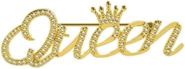 Queen Crown Brooch Pins for Women Girls Party Fashion Feminist Rhinestone Crystal Lapel Pin Accessories