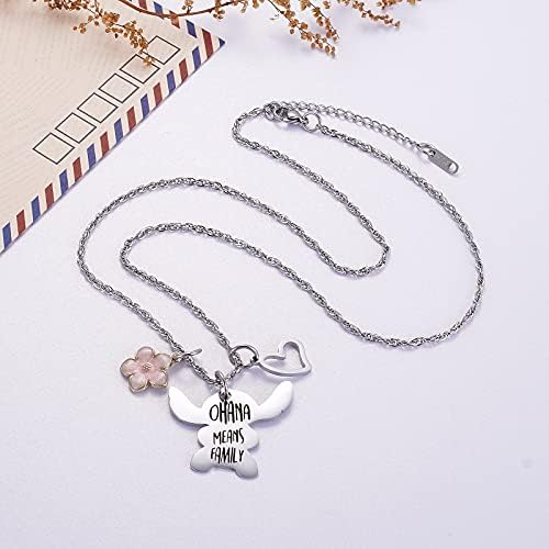 Ralukiia Ohana Means Family Necklace Stitch Keychain Jewellery Gifts For Women Men
