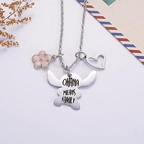 Ralukiia Ohana Means Family Necklace Stitch Keychain Jewellery Gifts For Women Men