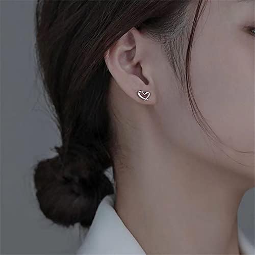 Reffeer Solid 925 Sterling Silver Tiny Heart Stud Earrings For Women Teen Girls Love Heart Stud Earrings
