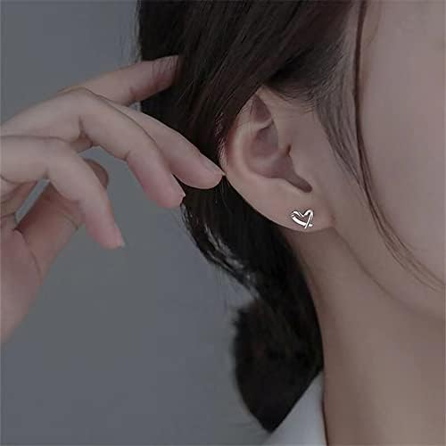 Reffeer Solid 925 Sterling Silver Tiny Heart Stud Earrings For Women Teen Girls Love Heart Stud Earrings