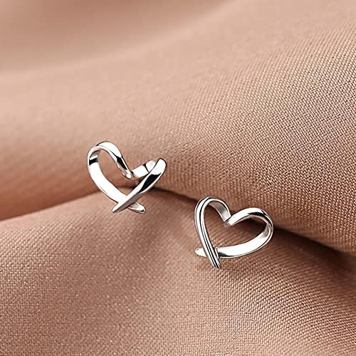Reffeer Solid 925 Sterling Silver Tiny Heart Stud Earrings For Women Teen Girls Love Heart Stud Earrings