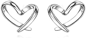 Reffeer Solid 925 Sterling Silver Tiny Heart Stud Earrings for Women Teen Girls Love Heart Stud Earrings