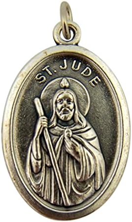 Religious Gifts Silver Toned Base Saint Jude Patron of Lost Causes Pendant Medal 1 Inch