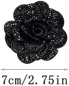 Rhinestone Rose Flower Brooch Lapel Pins For Women Her Fashion Crystal Camellia Flower Brooches Pin For Dress Accessories Jewelry Boutonniere Corsage Wedding Party Birthday Gift 70mm