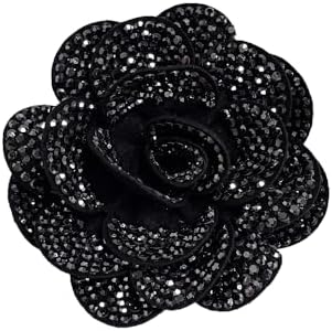 Rhinestone Rose Flower Brooch Lapel Pins for Women Her Fashion Crystal Camellia Flower Brooches Pin for Dress Accessories Jewelry Boutonniere Corsage Wedding Party Birthday Gift 70mm