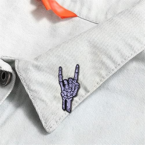 Rock Skull Enamel Pin Skull's Hand Brooch Lapel Pin Metal Enamel Horror Brooch Pin Halloween Accessory For Backpack Clothes Hat Decoration Badges For Women Men Girls Kids Gift Halloween