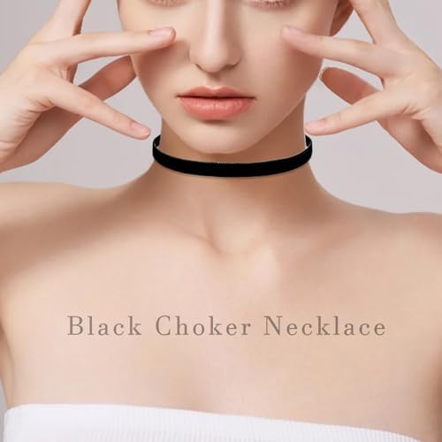Ronglry 3pcs Black Choker Necklace For Women Black Velvet Choker Set Layered Black Choker Necklaces Classic Chokers For Women Adjustable Gothic Lace Black Collar Necklace For Party Cosplay Christmas Birthday Jewelry Gifts