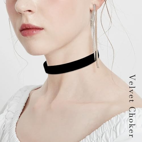 Ronglry 3pcs Black Choker Necklace For Women Black Velvet Choker Set Layered Black Choker Necklaces Classic Chokers For Women Adjustable Gothic Lace Black Collar Necklace For Party Cosplay Christmas Birthday Jewelry Gifts