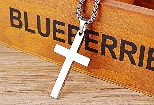 ROSTIVO Cross Necklace Pendant For Women And Men Cross Chain Gift (Silver)