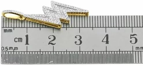 Round Cut White Diamond 925 Sterling Silver 14K Yellow Gold Over Diamond Lightning Bolt Charm Pendant