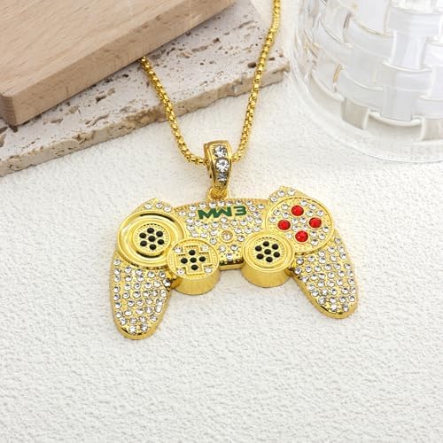 Rrdaily To My Son/Grandson Colorful Crystal Game Controller Punk Hip Hop Friendship Necklace For Best Friends