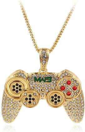 Rrdaily To My Son/Grandson Colorful Crystal Game Controller Punk Hip Hop Friendship Necklace for Best Friends