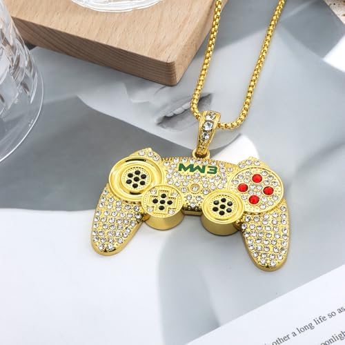 Rrdaily To My Son/Grandson Colorful Crystal Game Controller Punk Hip Hop Friendship Necklace For Best Friends