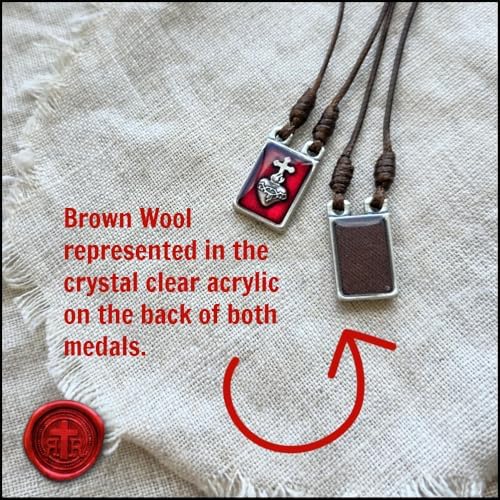 Rugged Rosaries Brown Scapular Necklace With Metal Tags And Free Brown Wool Scapular Powerful Protection Catholic Gifts