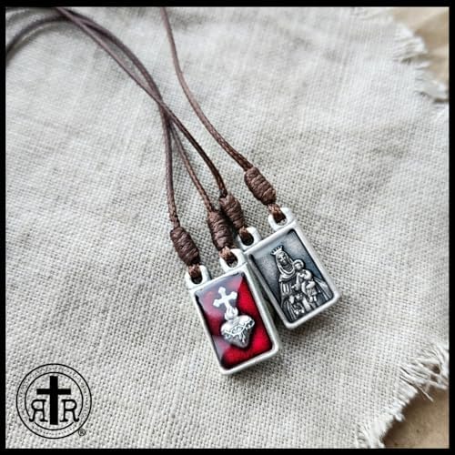 Rugged Rosaries Brown Scapular Necklace With Metal Tags And Free Brown Wool Scapular Powerful Protection Catholic Gifts