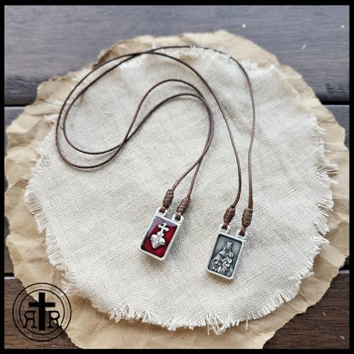 Rugged Rosaries Brown Scapular Necklace With Metal Tags And Free Brown Wool Scapular Powerful Protection Catholic Gifts