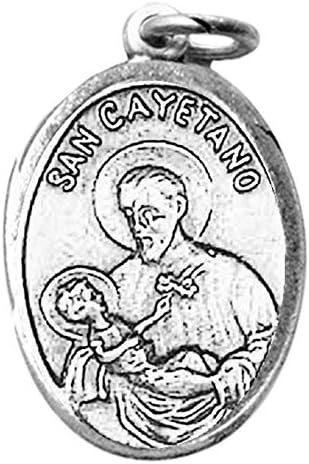 San Cayetano Patron De Los Desempleados y la Buena Suerte Silver Oxidized Medal Blessed by His Holiness