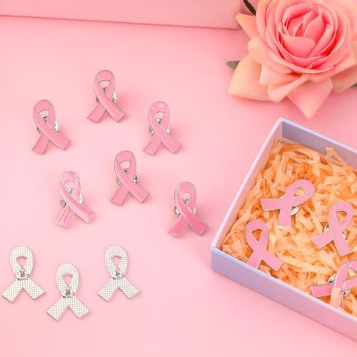 SANNIX 60Pcs Breast Cancer Pins Pink Ribbon Lapel Pins Breast Cancer Awareness Brooch Pink Hope Ribbon Badge For Women Girls Breast Cancer Awareness Accessories