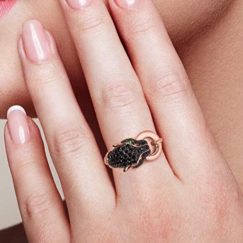 Santuzza Panther Ring 925 Sterling Silver Leopard Rings Cubic Zirconia Green Spinel Jaguar Jewelry