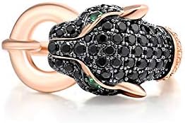 Santuzza Panther Ring 925 Sterling Silver Leopard Rings Cubic Zirconia Green Spinel Jaguar Jewelry