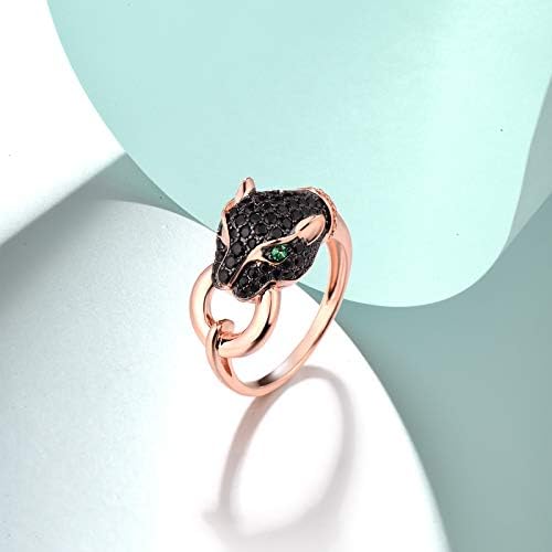 Santuzza Panther Ring 925 Sterling Silver Leopard Rings Cubic Zirconia Green Spinel Jaguar Jewelry