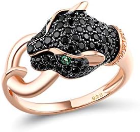 Santuzza Panther Ring 925 Sterling Silver Leopard Rings Cubic Zirconia Green Spinel Jaguar Jewelry
