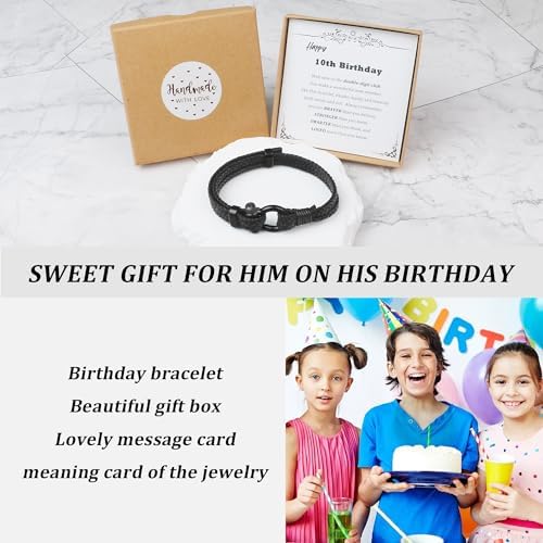 Sereney 9 10 11 12 13 15 16 18 21 30 40 50 60 Year Old Birthday Gifts For Him Boys Handmade Triple Protection ID Bracelets As Adjustable National Boyfriend Day Bracelets For Boys Son Grandson Dad Man