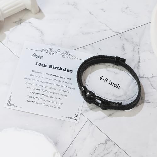 Sereney 9 10 11 12 13 15 16 18 21 30 40 50 60 Year Old Birthday Gifts For Him Boys Handmade Triple Protection ID Bracelets As Adjustable National Boyfriend Day Bracelets For Boys Son Grandson Dad Man