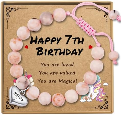 Sereney Birthday Gifts for Girls Beaded Bracelets as 1 3 4 5 6 7 8 9 10 11 12 13 15 16 Year Old Birthday Gift Adjustable Stone/Pearl Bracelet as Happy Birthday Gifts for Daughter Granddaughter Niece