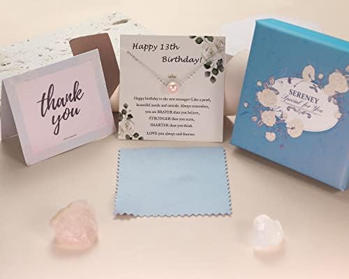 Sereney Birthday Gifts For Girls Women Sterling Silver Pearl Necklace As 7 9 10 11 13 15 16 18 21 30 40 50 60 Year Old Birthday Gifts Single Pearl Necklace As Bday Gifts For Friends