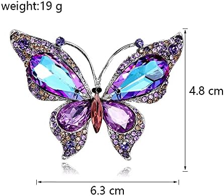 Shiny Rhinestone Butterfly Lapel Brooch Pin Colorful Crystal Pins Clip Sweater Scarves Suit Jackets Dress Corsage Bouquet Brooches Pins For Women Girls Bride Dainty Jewelry Gifts Wedding