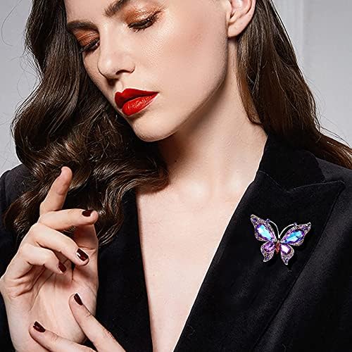 Shiny Rhinestone Butterfly Lapel Brooch Pin Colorful Crystal Pins Clip Sweater Scarves Suit Jackets Dress Corsage Bouquet Brooches Pins For Women Girls Bride Dainty Jewelry Gifts Wedding