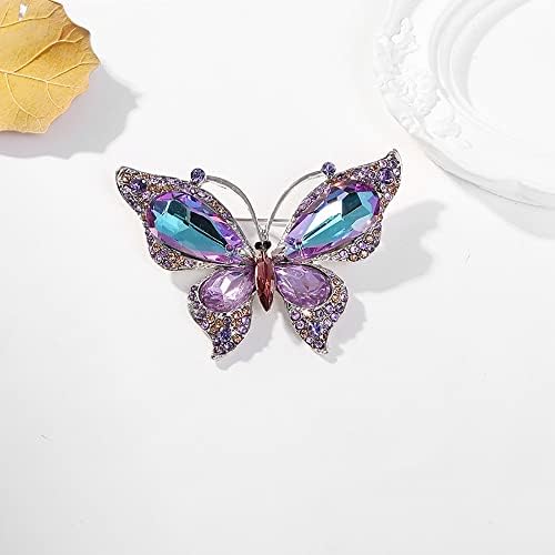 Shiny Rhinestone Butterfly Lapel Brooch Pin Colorful Crystal Pins Clip Sweater Scarves Suit Jackets Dress Corsage Bouquet Brooches Pins For Women Girls Bride Dainty Jewelry Gifts Wedding