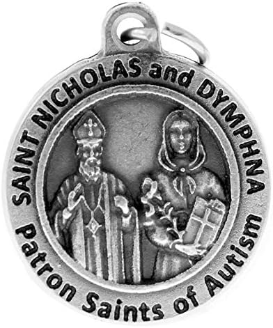 Silver Toned Base Catholic Patron Saint Medal Pendant 3/4 Inch