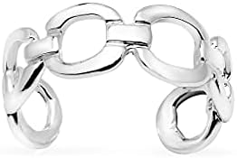 SILVERLINE JEWELRY - 925 Sterling Silver Chain Link Adjustable Open Toe Ring