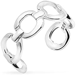 SILVERLINE JEWELRY - 925 Sterling Silver Chain Link Adjustable Open Toe Ring