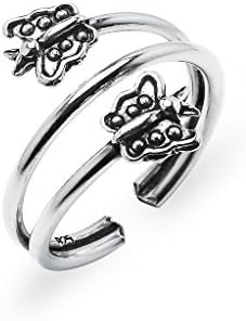 Silverline Jewelry 925 Sterling Silver Toe Ring Butterfly Wrap Adjustable Band Ring