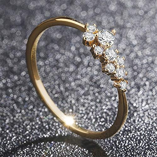 Simple 18k Gold Plated Rings For Teen Girls White Studded Eternity Wedding Ring 925 Sterling Silver Plated Engagement Stackable Rings Women Fashion Jewelry Gift For Her