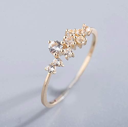 Simple 18k Gold Plated Rings For Teen Girls White Studded Eternity Wedding Ring 925 Sterling Silver Plated Engagement Stackable Rings Women Fashion Jewelry Gift For Her