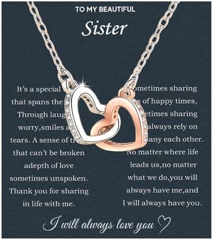 Sister Gifts From Sister Necklaces For 2 Big Sister Little Sister Birthday Gifts 925 Sterling Silver Christmas Gifts With Message Card &Gift Box