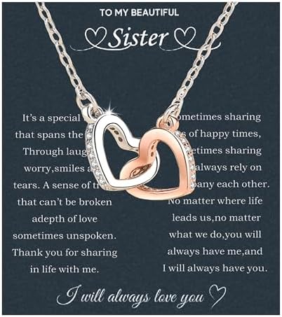 Sister Gifts From Sister Necklaces For 2 Big Sister Little Sister Birthday Gifts 925 Sterling Silver Christmas Gifts With Message Card &Gift Box