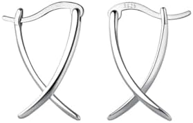 SLUYNZ 925 Sterling Silver X Hoop Earrings for Women Teens Minimalist Hoop Earrings Huggie